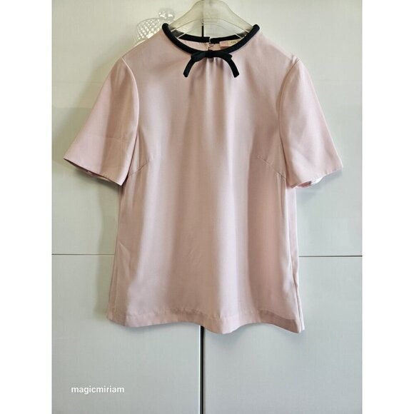 BNWT Ted Baker London Baby Pink Sassa Tie Neck Top - Picture 2 of 10